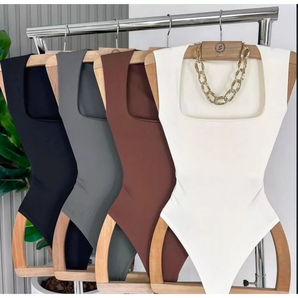 Body Collant Decote Quadrado