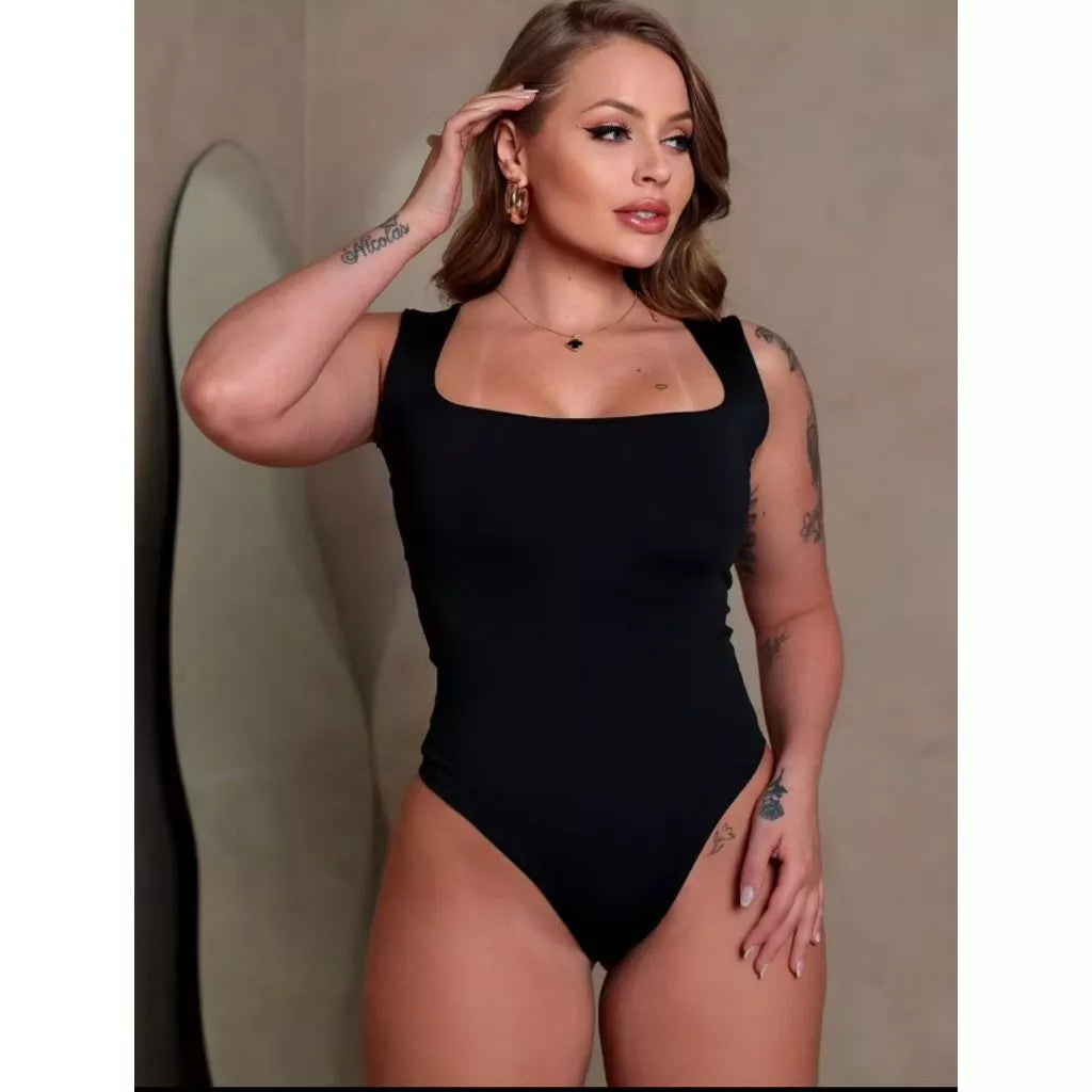 Body Collant Decote Quadrado