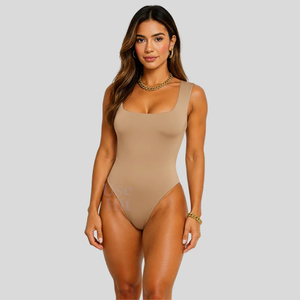 Body Collant Decote Quadrado