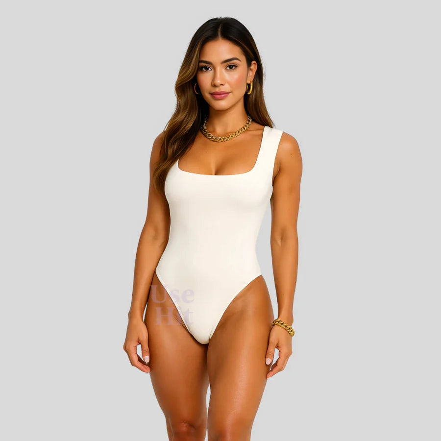 Body Collant Decote Quadrado