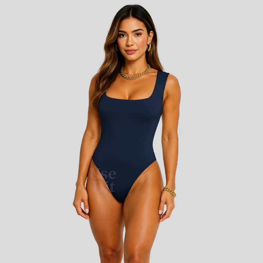 Body Collant Decote Quadrado