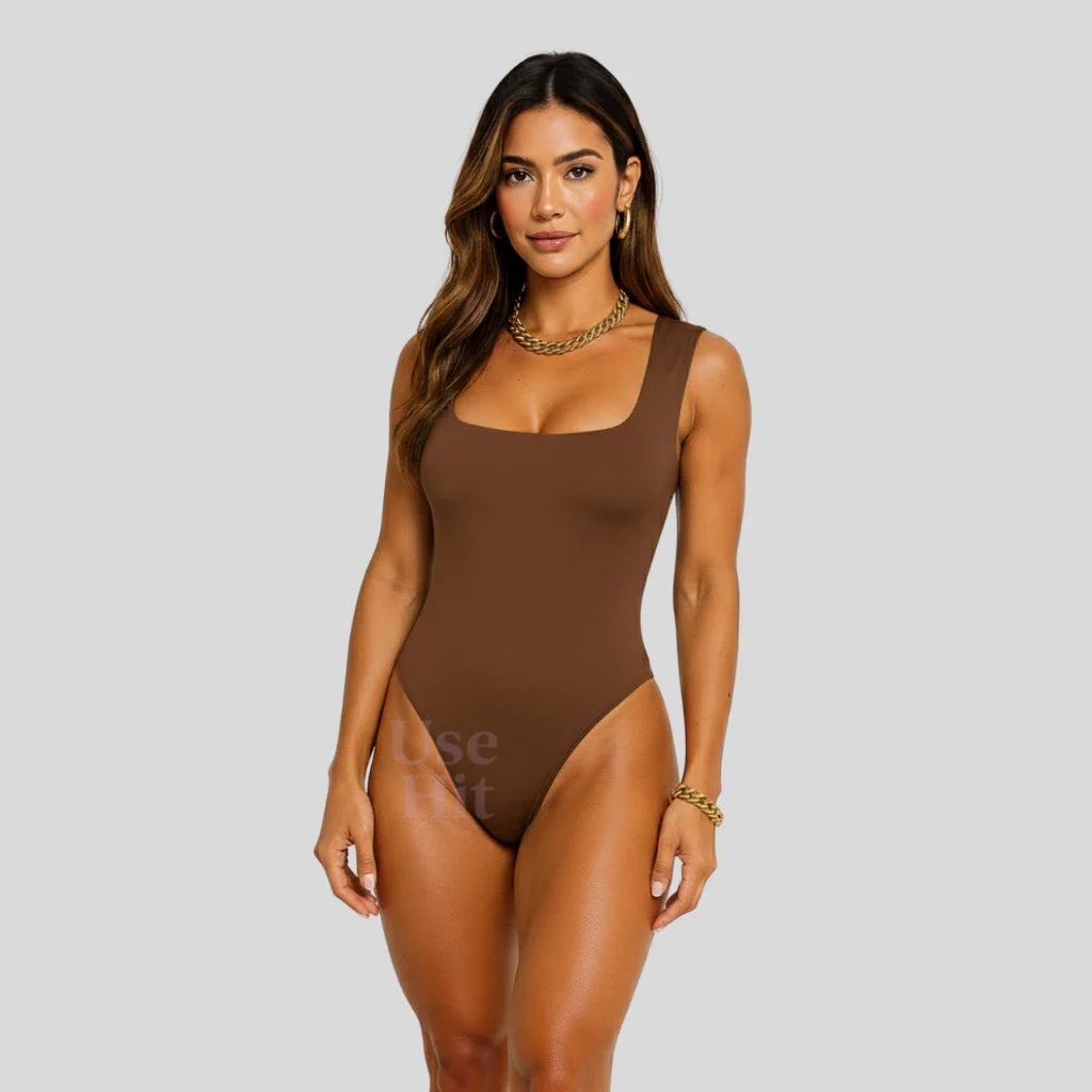 Body Collant Decote Quadrado