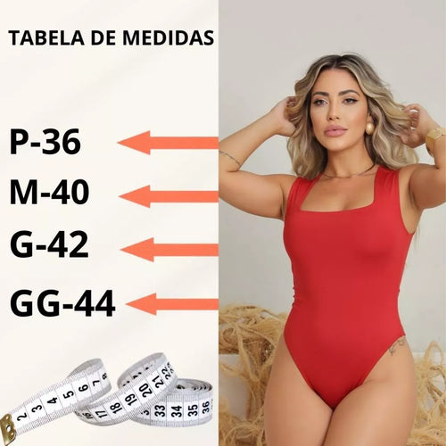 Body Collant Decote Quadrado