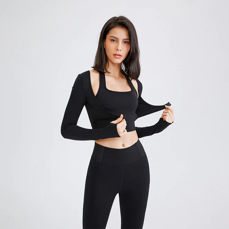 Jaqueta + Cropped Esportivo Feminino - Estilo Lululemon